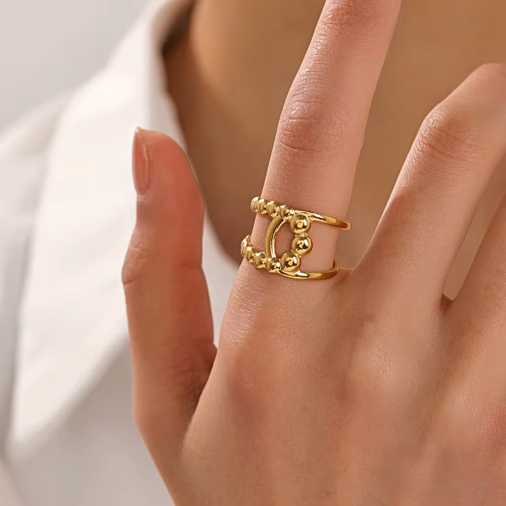 Adjustable Half Beaded Ring