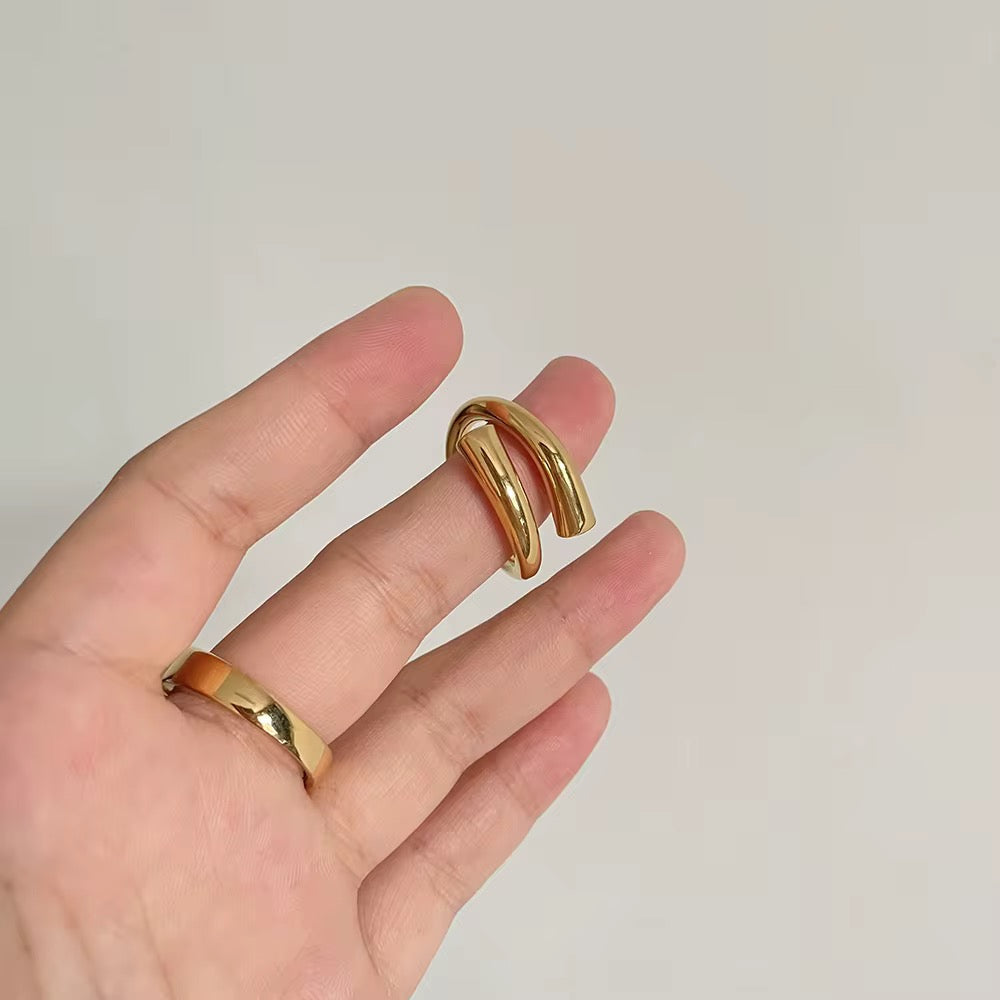 Adjustable Sharp Double Chunky Ring