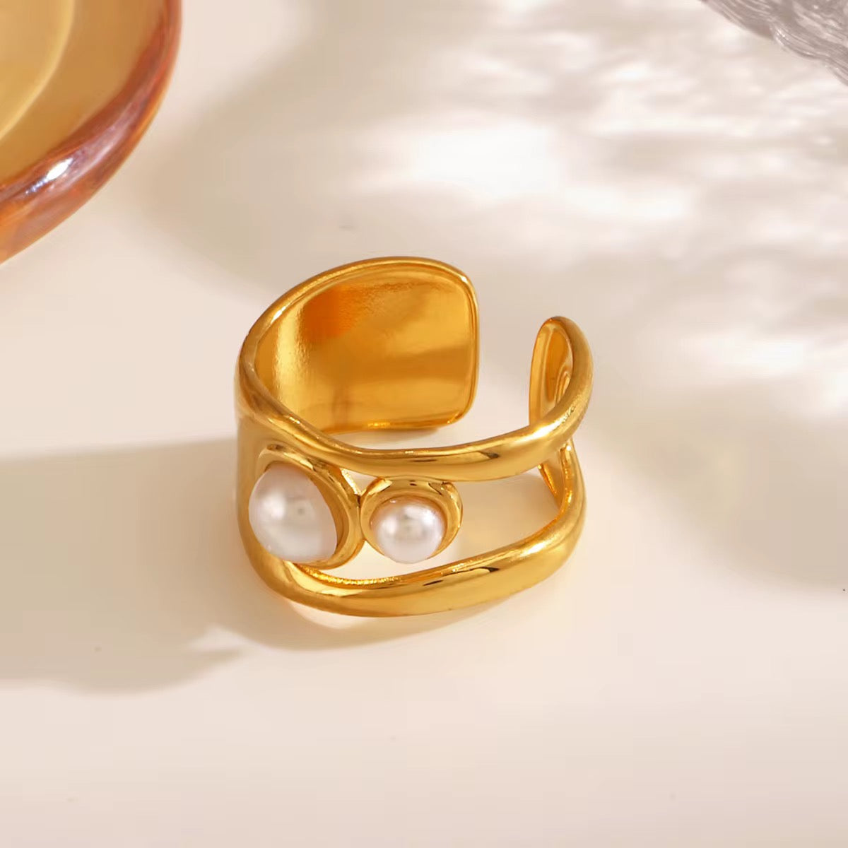 Wide Pearl Ring