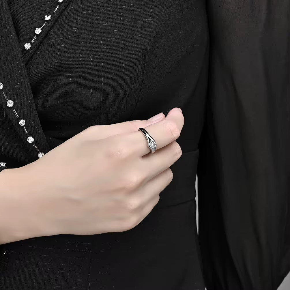 Dome Zircon Heart Ring