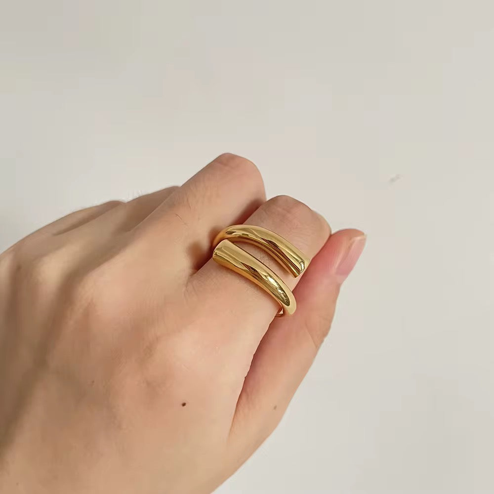 Adjustable Sharp Double Chunky Ring