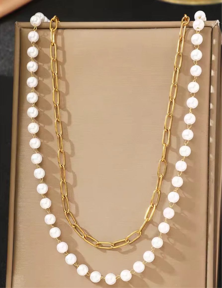 Oval Pearl Set Belly Chain