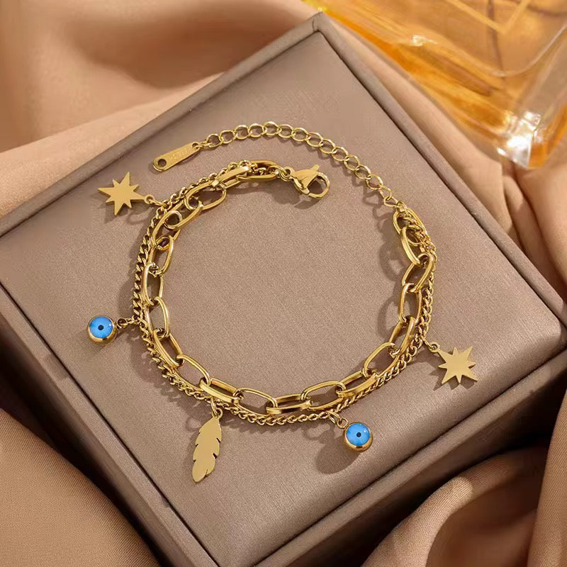 Dark Blue Charm Chain Bracelet