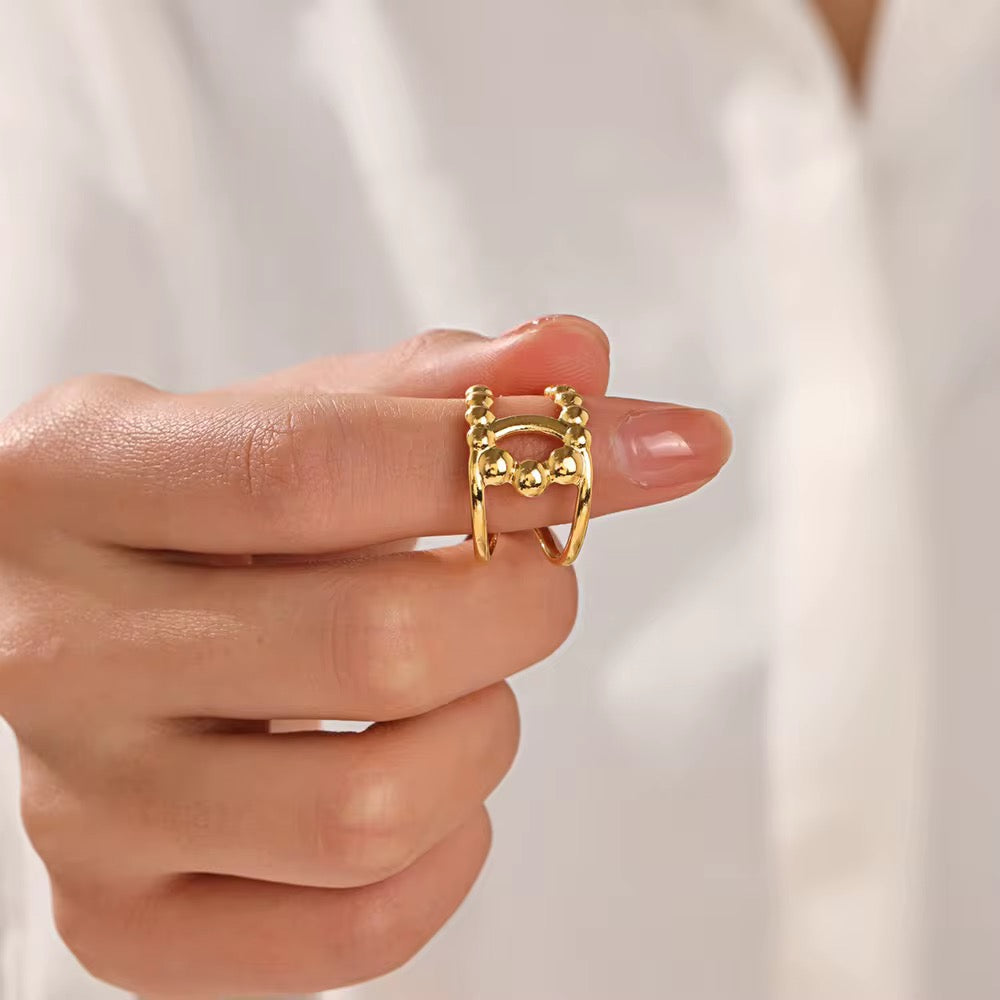 Adjustable Half Beaded Ring