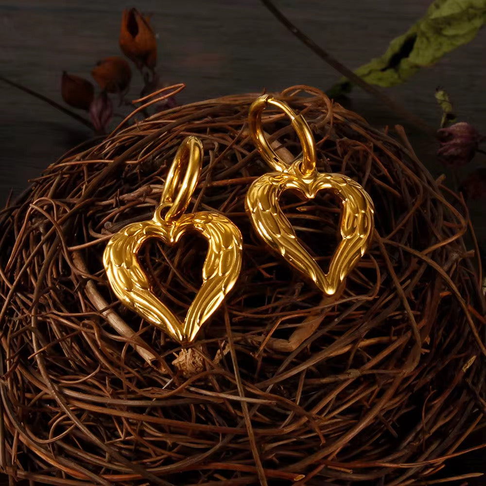 Textured Charm Heart Hoop Earring