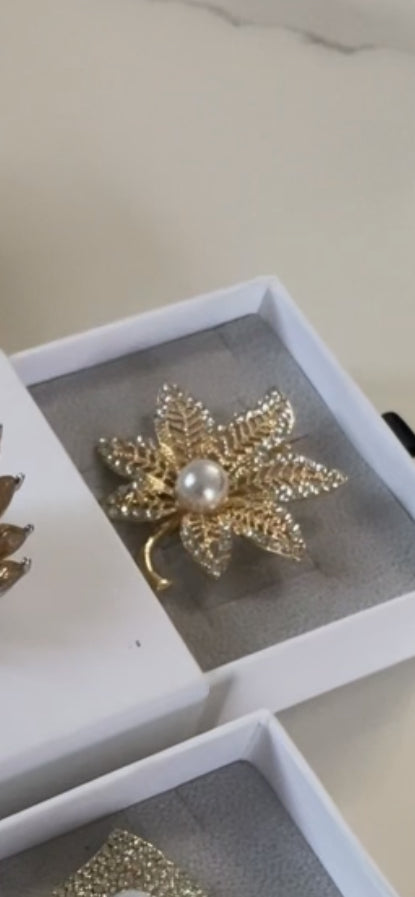 Golden Pearl Brooch