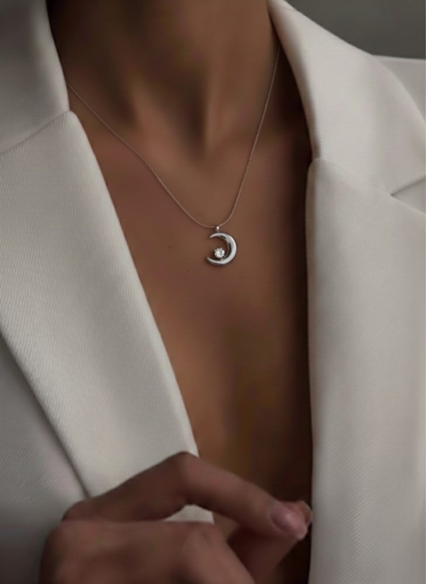 Zirconia Moon Pendant
