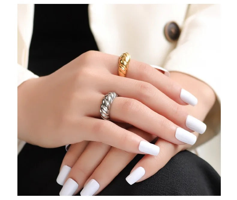 Thick Chunky Croissant Dome Ring