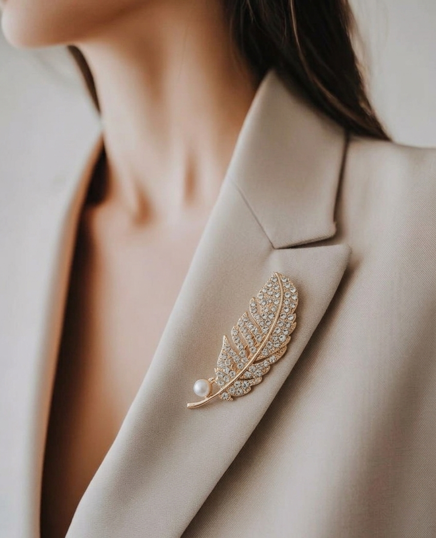 Pearl Leaf Brooch