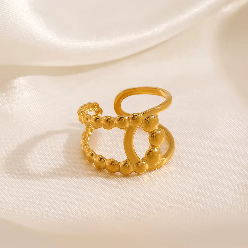 Adjustable Half Beaded Ring