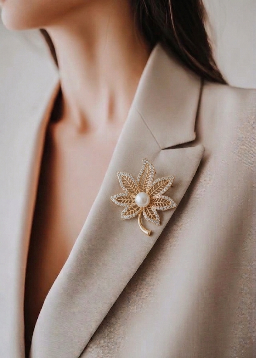 Golden Pearl Brooch