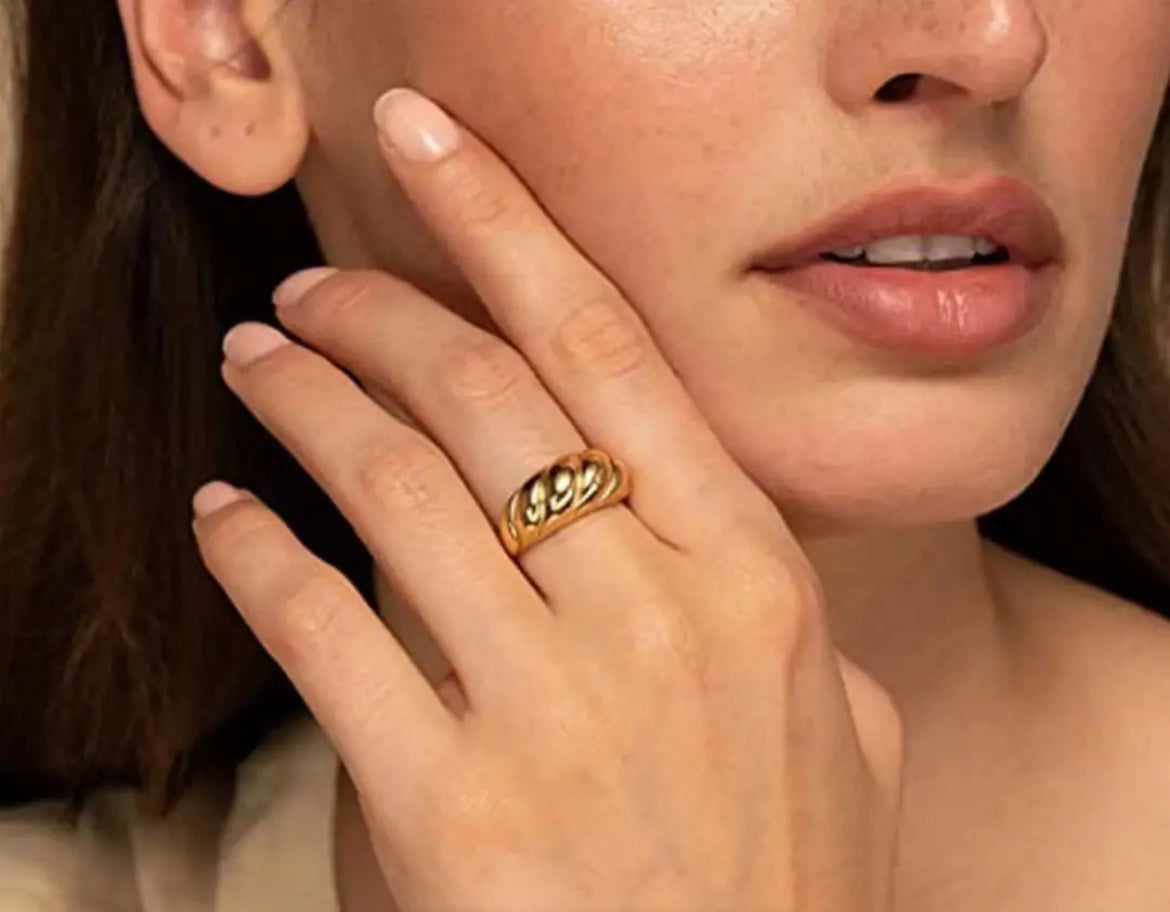 Thick Chunky Croissant Dome Ring