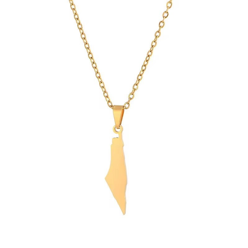Minimal Palestine Map Necklace