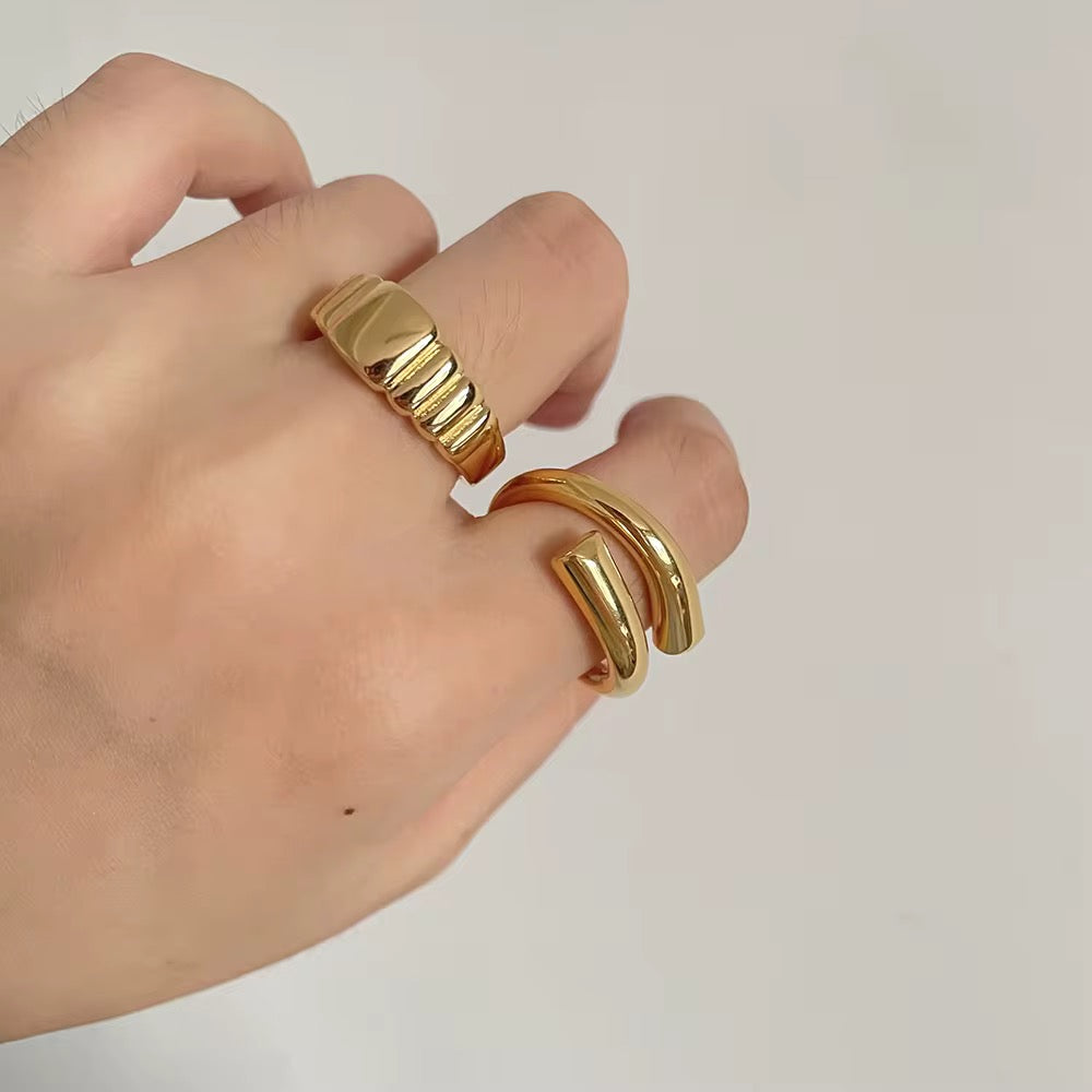 Adjustable Sharp Double Chunky Ring