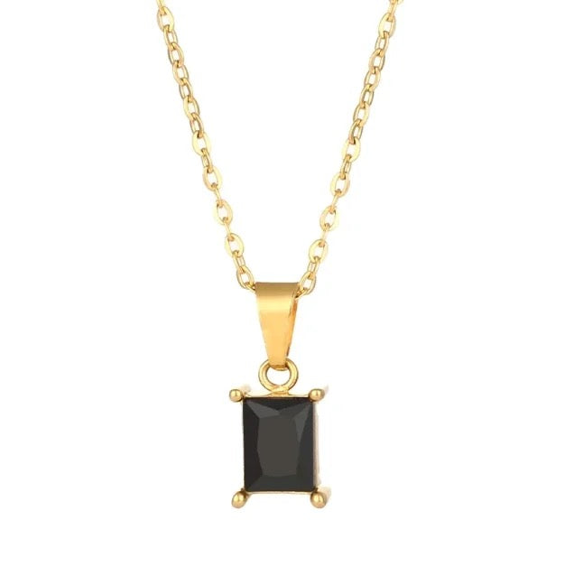 Black Stone Crystal Necklace