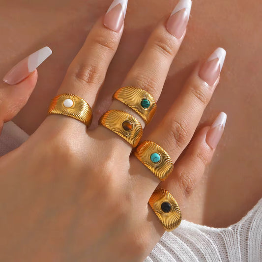 Adjustable Sun-ray Stone Rings