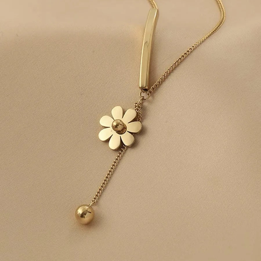 Daisy Flower Tassel Choker Necklace