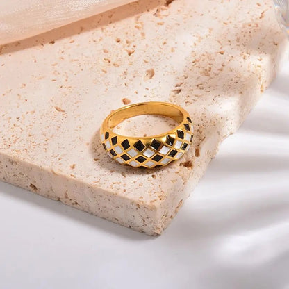 Chessboard Dome Ring