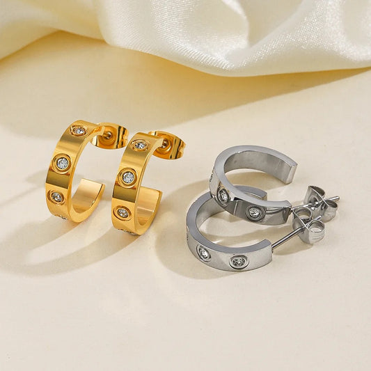 Mini Zircon C Shaped Hoop