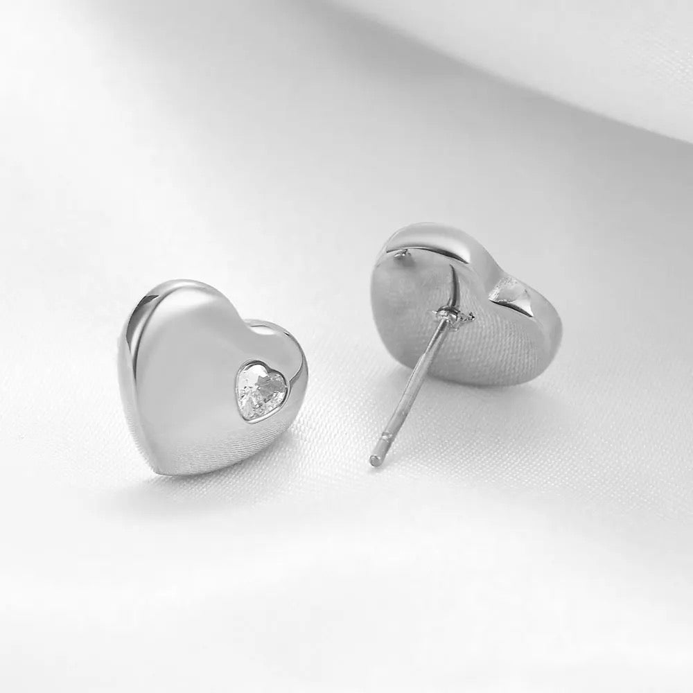 Heart Stud Zircon Earring