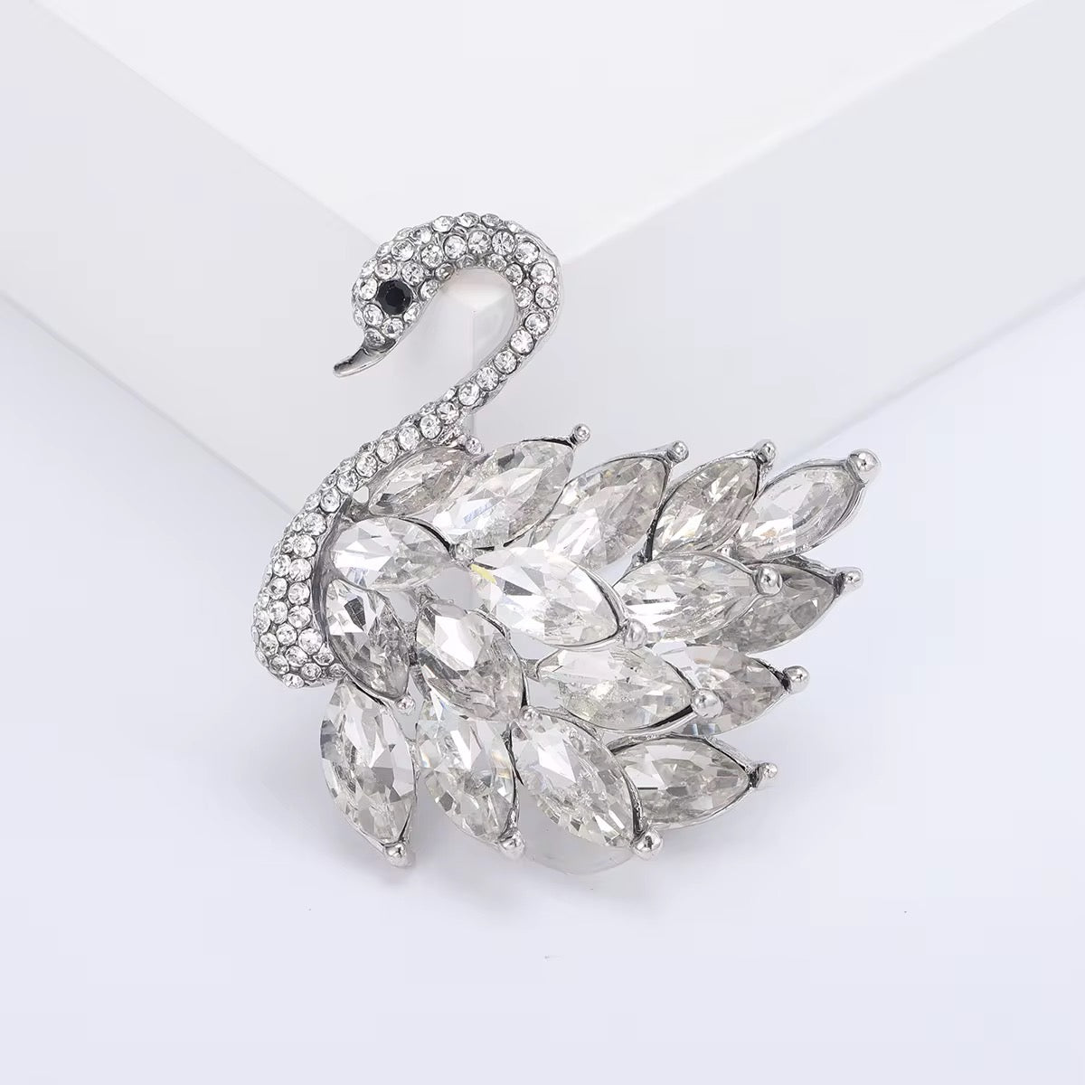 Crystal Swan Brooch