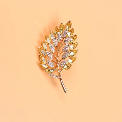 Crystal Leaf Brooch