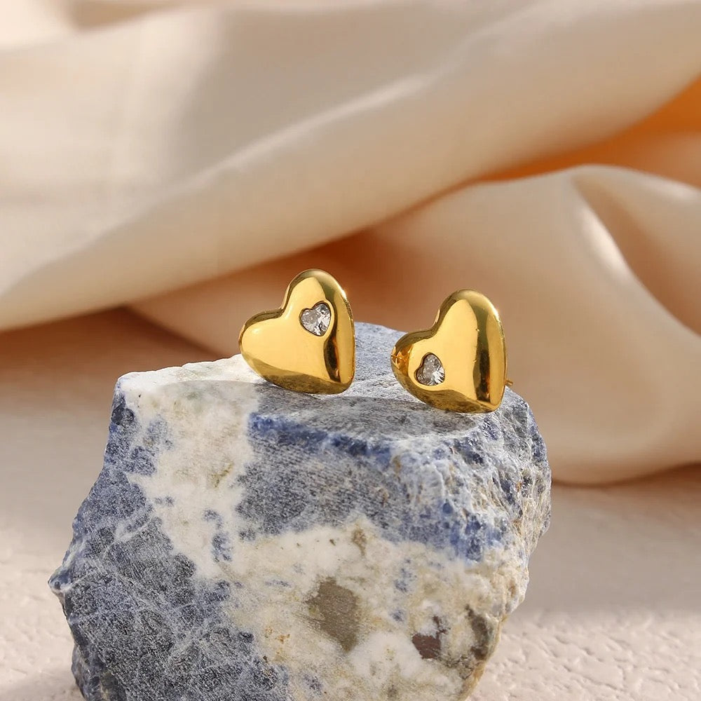 Heart Stud Zircon Earring