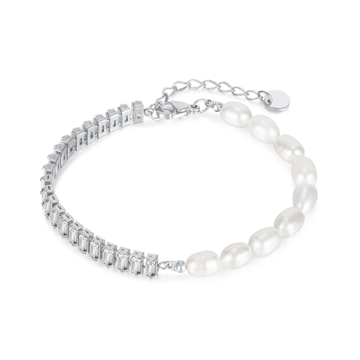 Luxury Rectangle Zircon Pearl Bracelet