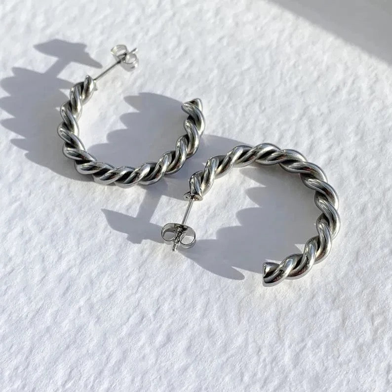 Twisted Rope Hoop Earring