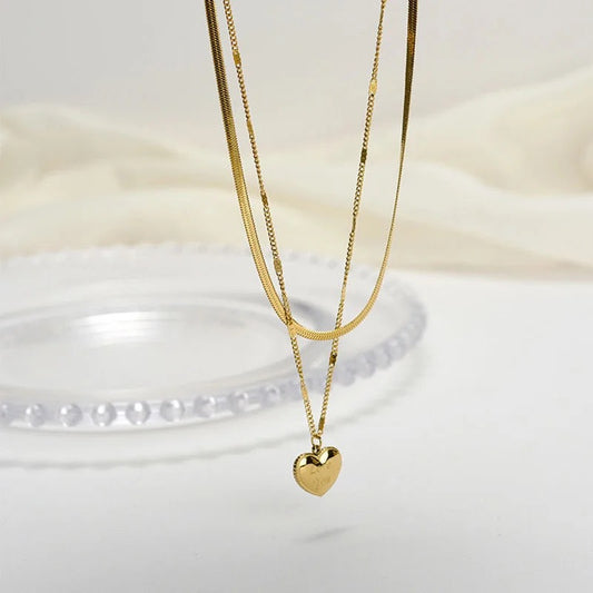 Heart Shape Snake Layered Necklace