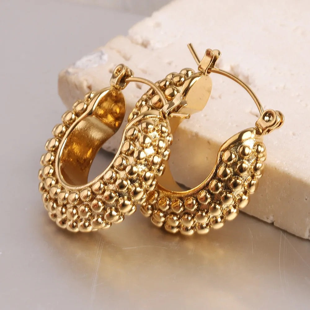 Small Beads Retro Hoop Earrings