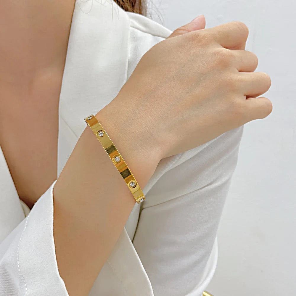 Love Zircon Bangle Bracelet