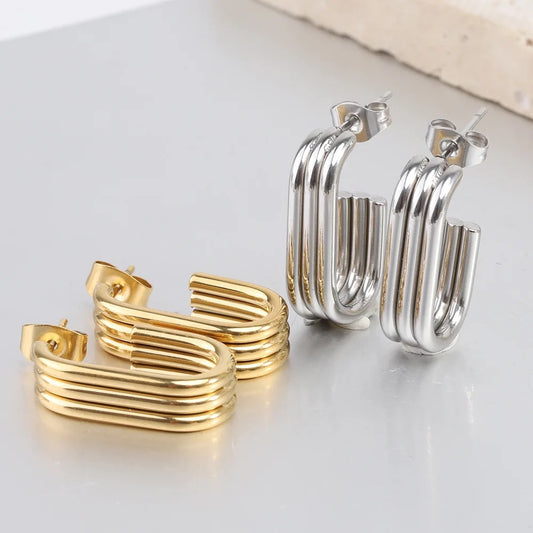 Three Layered U Shaped Earring