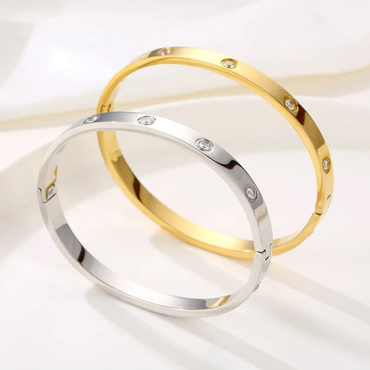 Love Zircon Bangle Bracelet