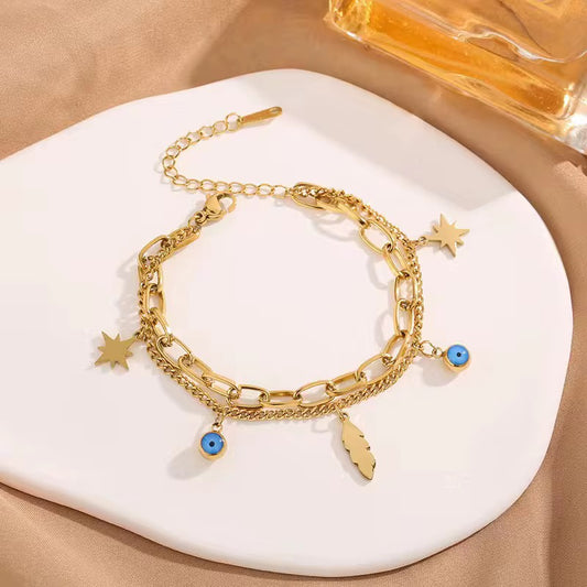 Dark Blue Charm Chain Bracelet
