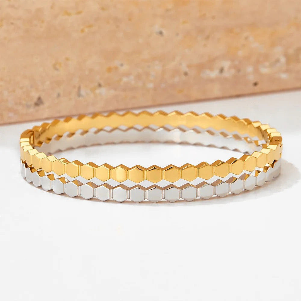 Honeycomb Geometric Bangle