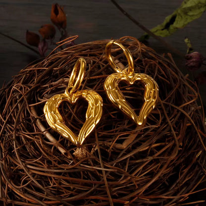 Textured Charm Heart Hoop Earring