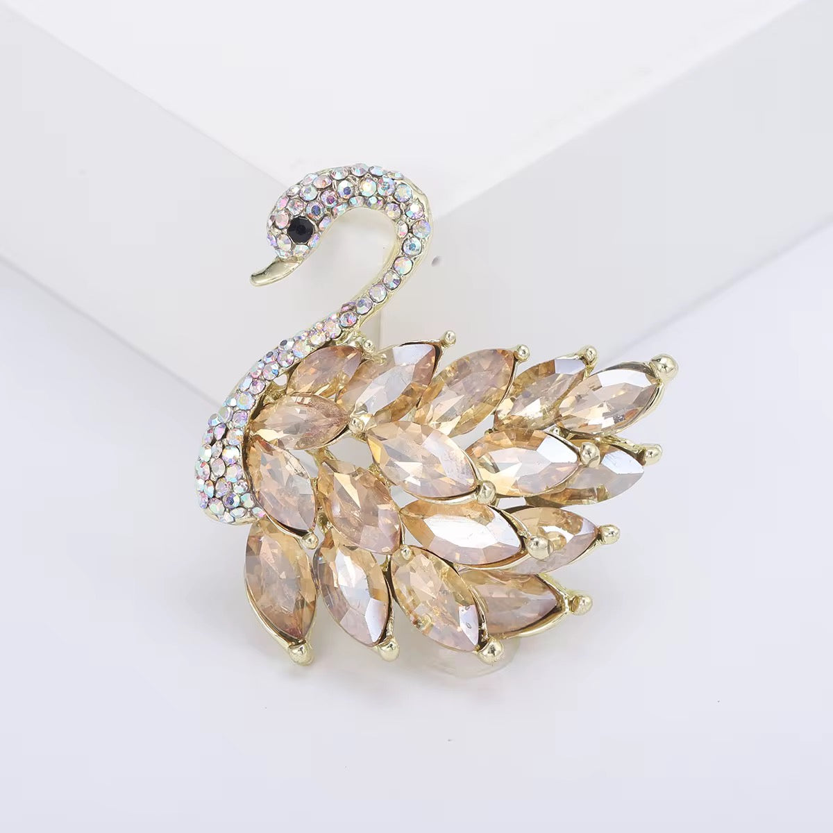 Crystal Swan Brooch