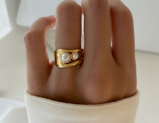 Wide Pearl Ring