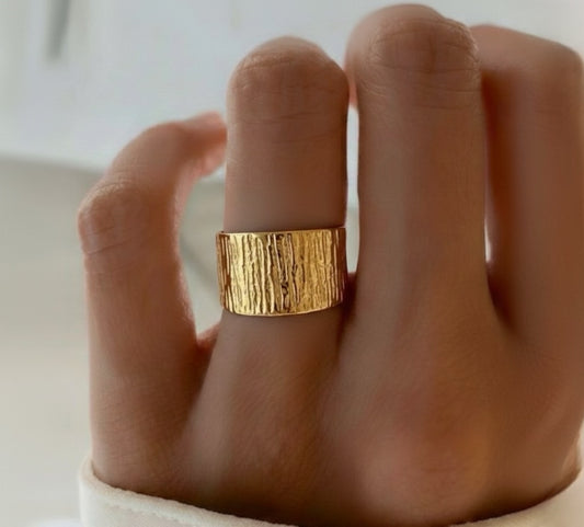 Adjustable Wide Striped Ring