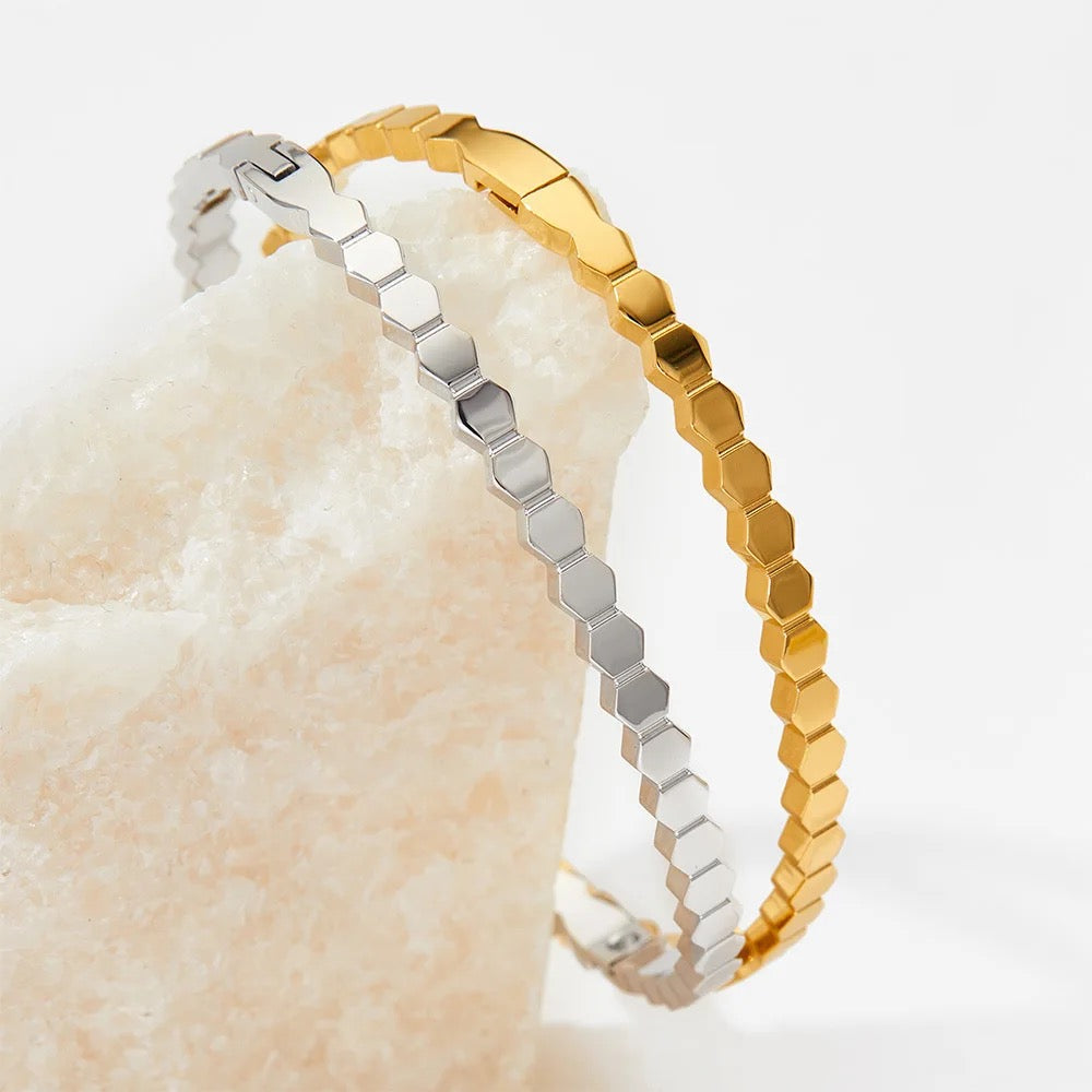 Honeycomb Geometric Bangle