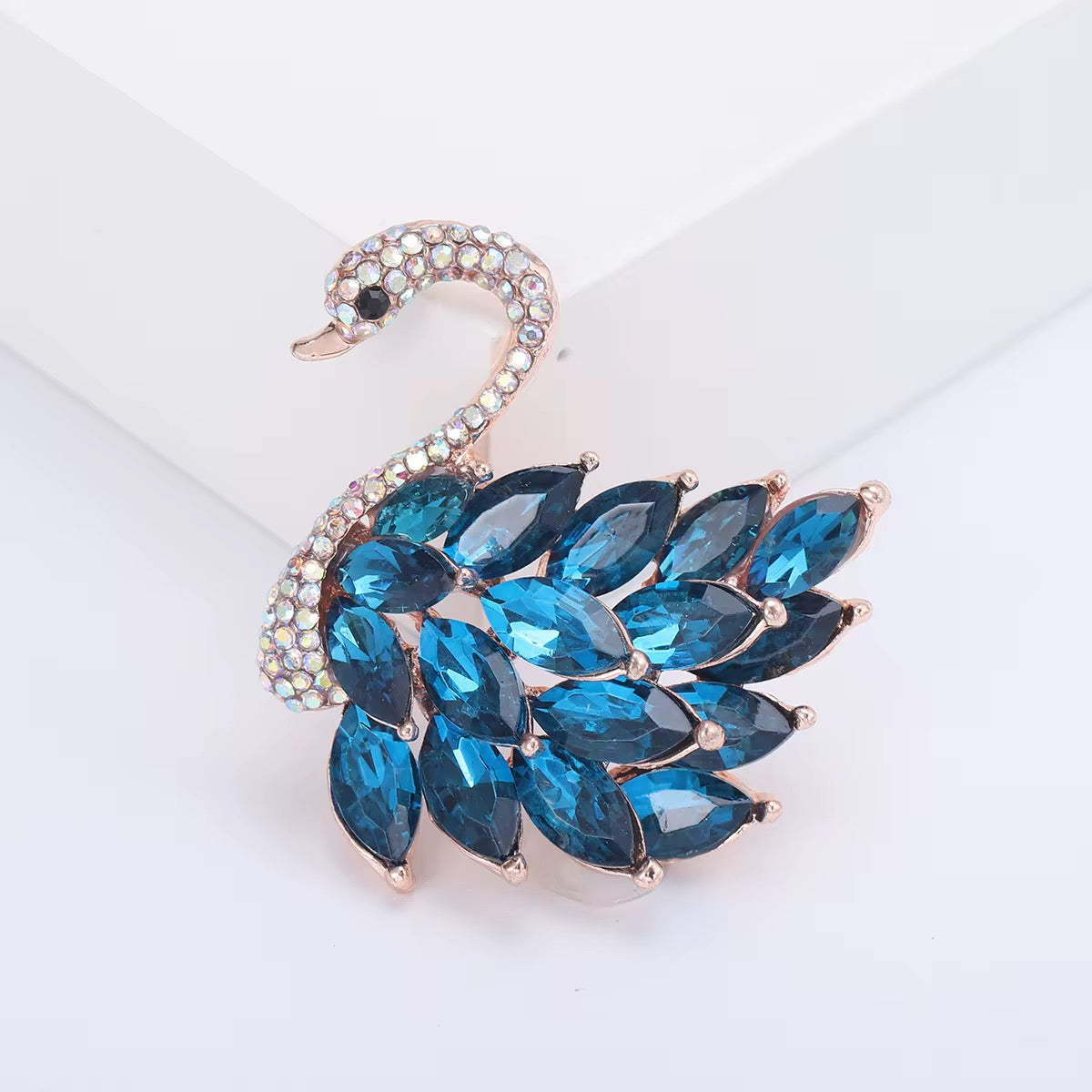 Crystal Swan Brooch