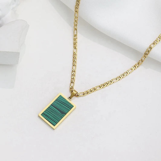 Rectangular Vintage Green Necklace