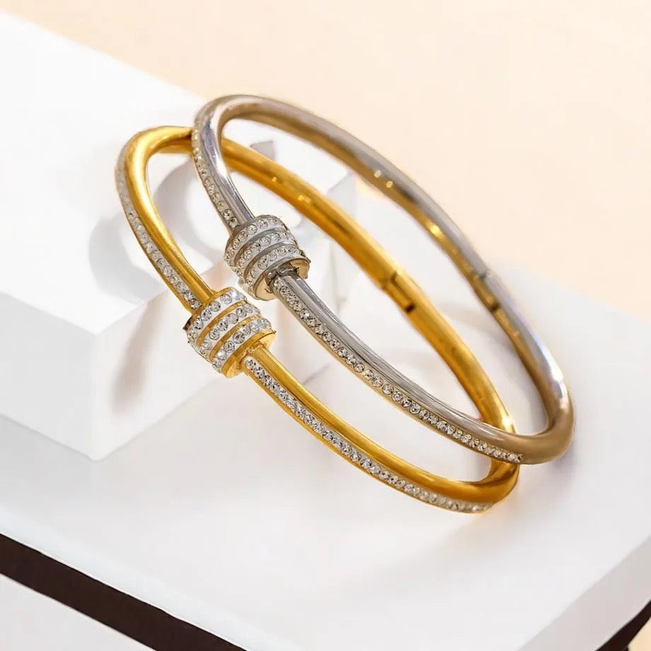 Rhinestone Charm Bangle