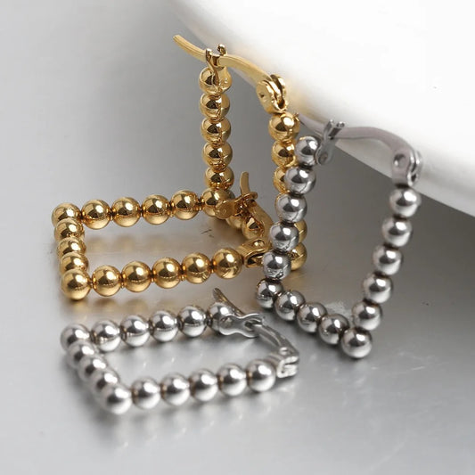 Square Round Bead Earring