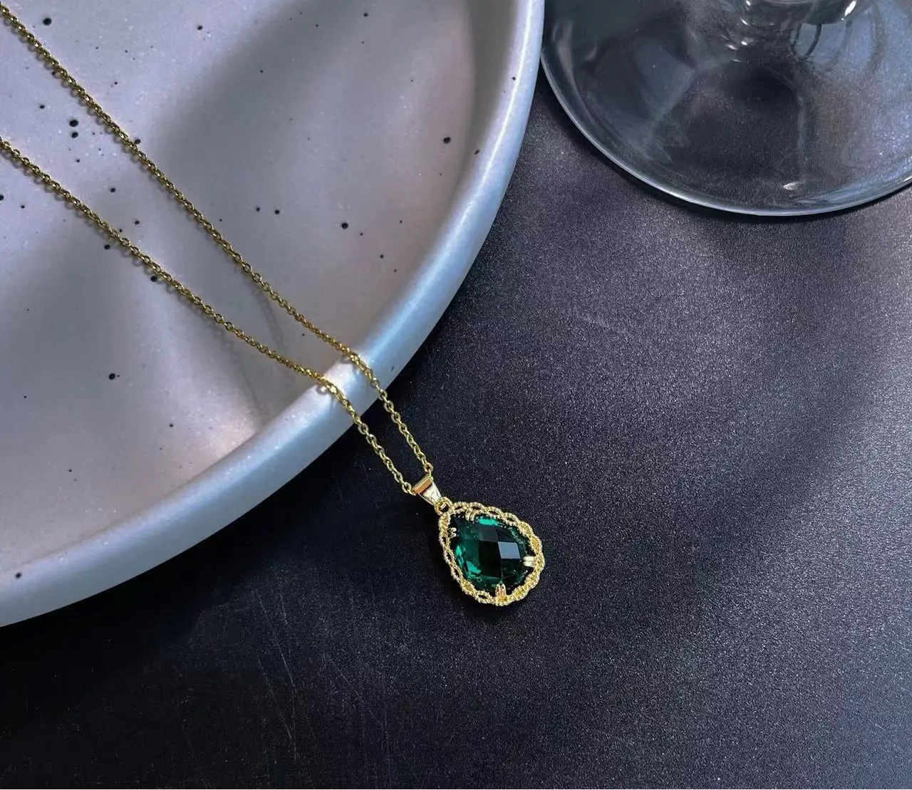 Emerald Gemstone Pendant Necklace