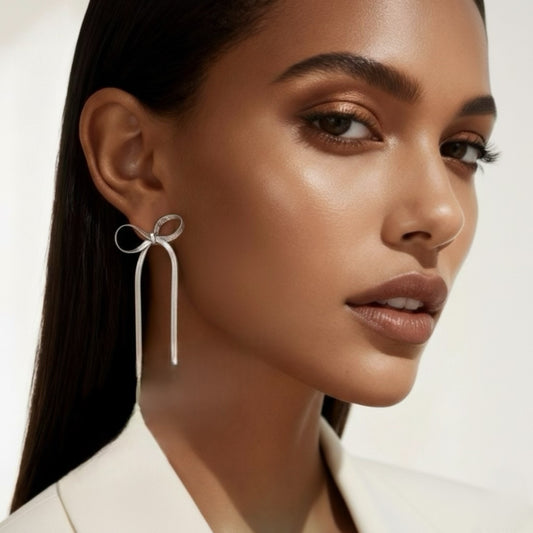 Minimal Long Bow Earrings