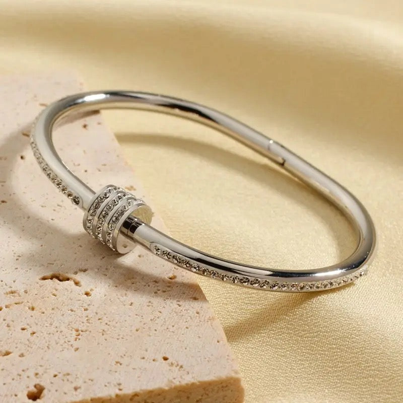 Rhinestone Charm Bangle