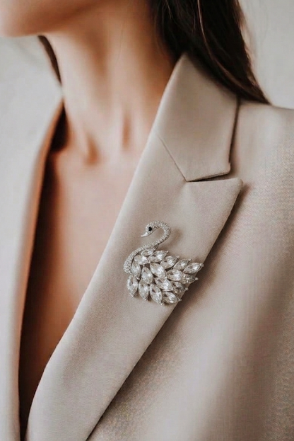 Crystal Swan Brooch