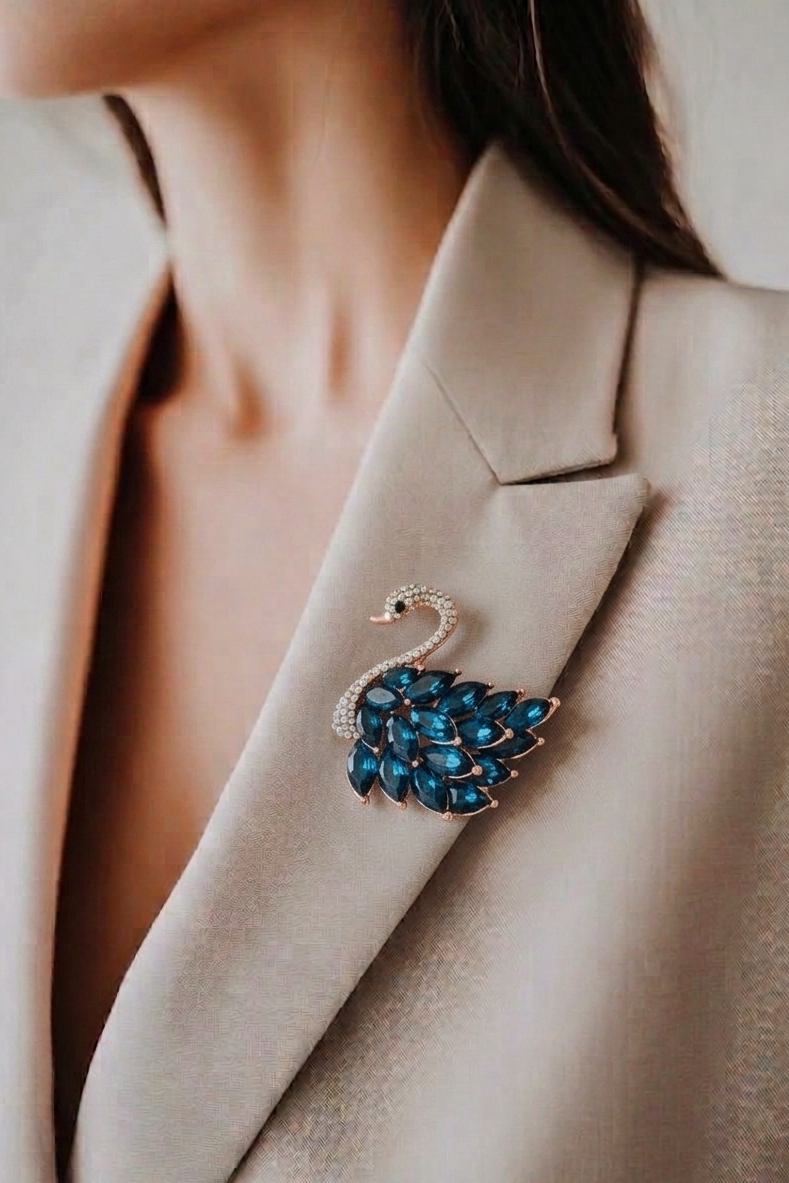Crystal Swan Brooch
